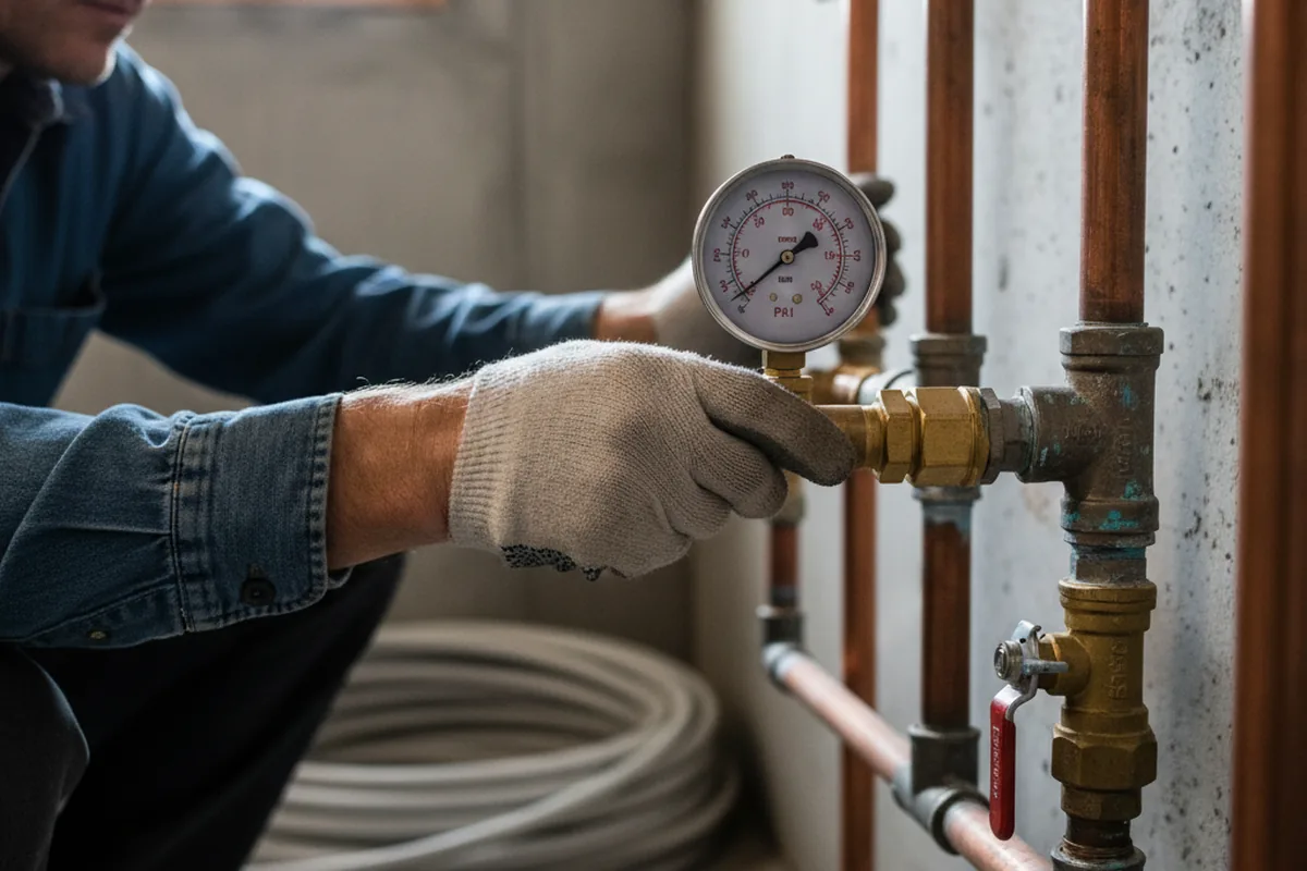 Pressure testing a repaired line during Water Line Repair in Cerulean
